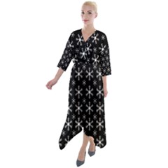 Snowflakes Background Pattern Quarter Sleeve Wrap Front Maxi Dress by Cowasu