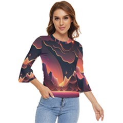 Fire Flame Burn Hot Heat Light Burning Orange Bell Sleeve Top