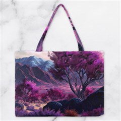 Landscape Landscape Painting Purple Purple Trees Zipper Medium Tote Bag by Cowasu