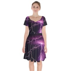 Storm Flashlight Space Nature Short Sleeve Bardot Dress by Cowasu