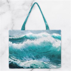 Ai Generated Waves Ocean Sea Tsunami Nautical Blue Sea Zipper Medium Tote Bag by Cowasu