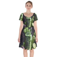 Drink Spinach Smooth Apple Ginger Short Sleeve Bardot Dress by Ndabl3x