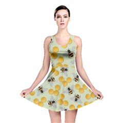 Honey Bee Bees Pattern Reversible Skater Dress by Ndabl3x