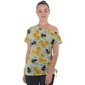 Honey Bee Bees Pattern Off Shoulder Tie-Up Tee View1