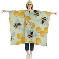 Honey Bee Bees Pattern Women s Hooded Rain Ponchos by Ndabl3x