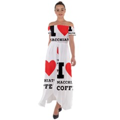 I Love Macchiato Coffee Off Shoulder Open Front Chiffon Dress by ilovewhateva