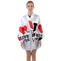 I Love White Coffee Long Sleeve Satin Kimono by ilovewhateva