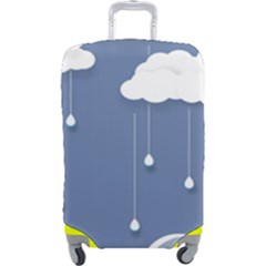 Blue Clouds Rain Raindrops Weather Sky Raining Luggage Cover (large) by Wav3s