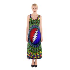 Grateful Dead Pattern Sleeveless Maxi Dress by Wav3s