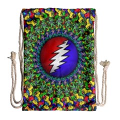 Grateful Dead Pattern Drawstring Bag (large) by Wav3s