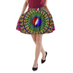 Grateful Dead Pattern A-line Pocket Skirt by Wav3s