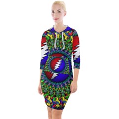 Grateful Dead Pattern Quarter Sleeve Hood Bodycon Dress by Wav3s