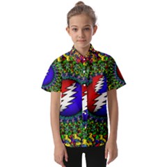 Grateful Dead Pattern Kids  Short Sleeve Shirt by Wav3s