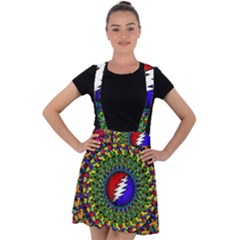 Grateful Dead Pattern Velvet Suspender Skater Skirt by Wav3s