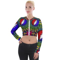 Grateful Dead Pattern Long Sleeve Cropped Velvet Jacket by Wav3s