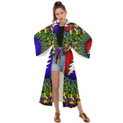 Grateful Dead Pattern Maxi Kimono by Wav3s