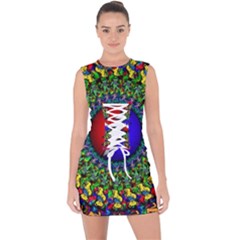 Grateful Dead Pattern Lace Up Front Bodycon Dress by Wav3s