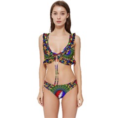 Grateful Dead Pattern Low Cut Ruffle Edge Bikini Set by Wav3s