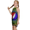 Grateful Dead Pattern Kids  Halter Collar Waist Tie Chiffon Dress View2