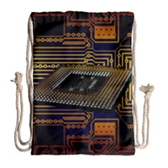 Processor Cpu Board Circuit Drawstring Bag (large) by Wav3s