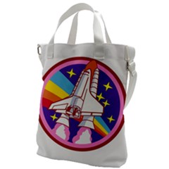 Badge-patch-pink-rainbow-rocket Canvas Messenger Bag by Wav3s