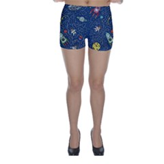 Cat-cosmos-cosmonaut-rocket Skinny Shorts by Wav3s