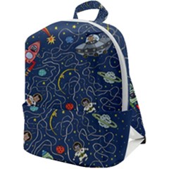 Cat-cosmos-cosmonaut-rocket Zip Up Backpack by Wav3s