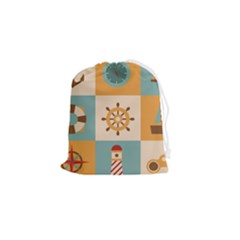 Nautical-elements-collection Drawstring Pouch (small) by Wav3s