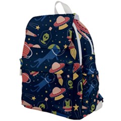 Seamless-pattern-with-funny-aliens-cat-galaxy Top Flap Backpack by Wav3s