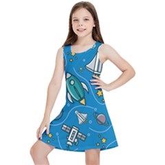 About-space-seamless-pattern Kids  Lightweight Sleeveless Dress by Wav3s