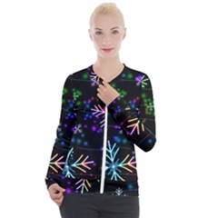 Snowflakes Snow Winter Christmas Casual Zip Up Jacket by Ndabl3x