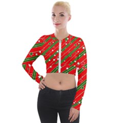 Christmas Paper Star Texture Long Sleeve Cropped Velvet Jacket by Ndabl3x