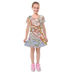 Map Europe Globe Countries States Kids  Short Sleeve Velvet Dress by Ndabl3x