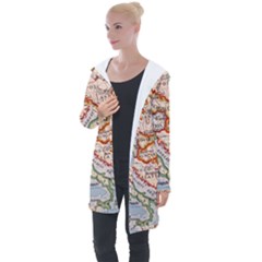 Map Europe Globe Countries States Longline Hooded Cardigan by Ndabl3x