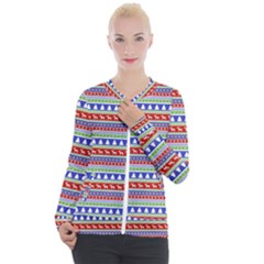 Christmas Color Stripes Pattern Casual Zip Up Jacket by Ndabl3x