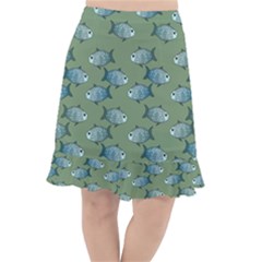 Fishes Pattern Background Theme Fishtail Chiffon Skirt by Vaneshop