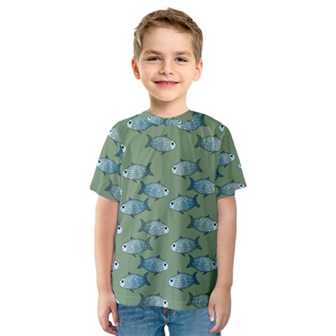 Fishes Pattern Background Theme Kids  Sport Mesh Tee by Vaneshop