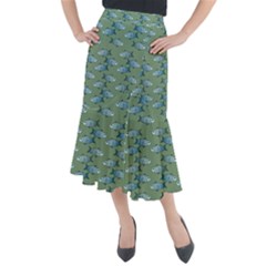 Fishes Pattern Background Theme Midi Mermaid Skirt by Vaneshop