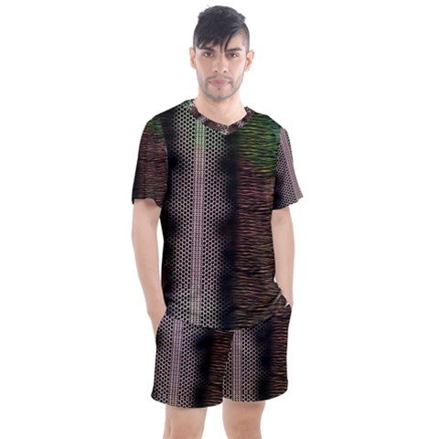 Leopard Animal Shawl Honeycomb Men s Mesh Tee And Shorts Set by Vaneshop