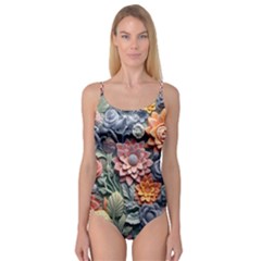 3d Flower Bloom Embossed Pattern Camisole Leotard  by Vaneshop