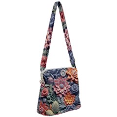 3d Flower Bloom Embossed Pattern Zipper Messenger Bag by Vaneshop