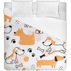 Seamless Pattern Of Cute Dog Puppy Cartoon Funny And Happy Duvet Cover (king Size)