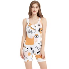 Seamless Pattern Of Cute Dog Puppy Cartoon Funny And Happy Women s Wrestling Singlet by Wav3s