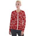 Vector Seamless Pattern Of Hearts With Valentine s Day Velvet Zip Up Jacket View1