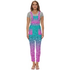 Pink And Turquoise Glitter Women s Pinafore Overalls Jumpsuit by Wav3s