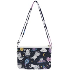 Space Cat Illustration Pattern Astronaut Double Gusset Crossbody Bag by Wav3s