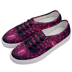 Peacock Pink Black Feather Abstract Women s Classic Low Top Sneakers by Wav3s