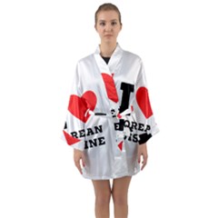 I Love Korean Cuisine Long Sleeve Satin Kimono by ilovewhateva