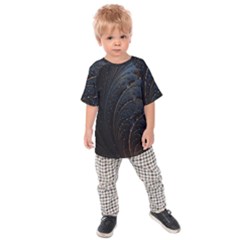 Abstract Dark Shine Structure Fractal Golden Kids  Raglan Tee