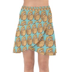 Owl Bird Pattern Wrap Front Skirt by Vaneshop